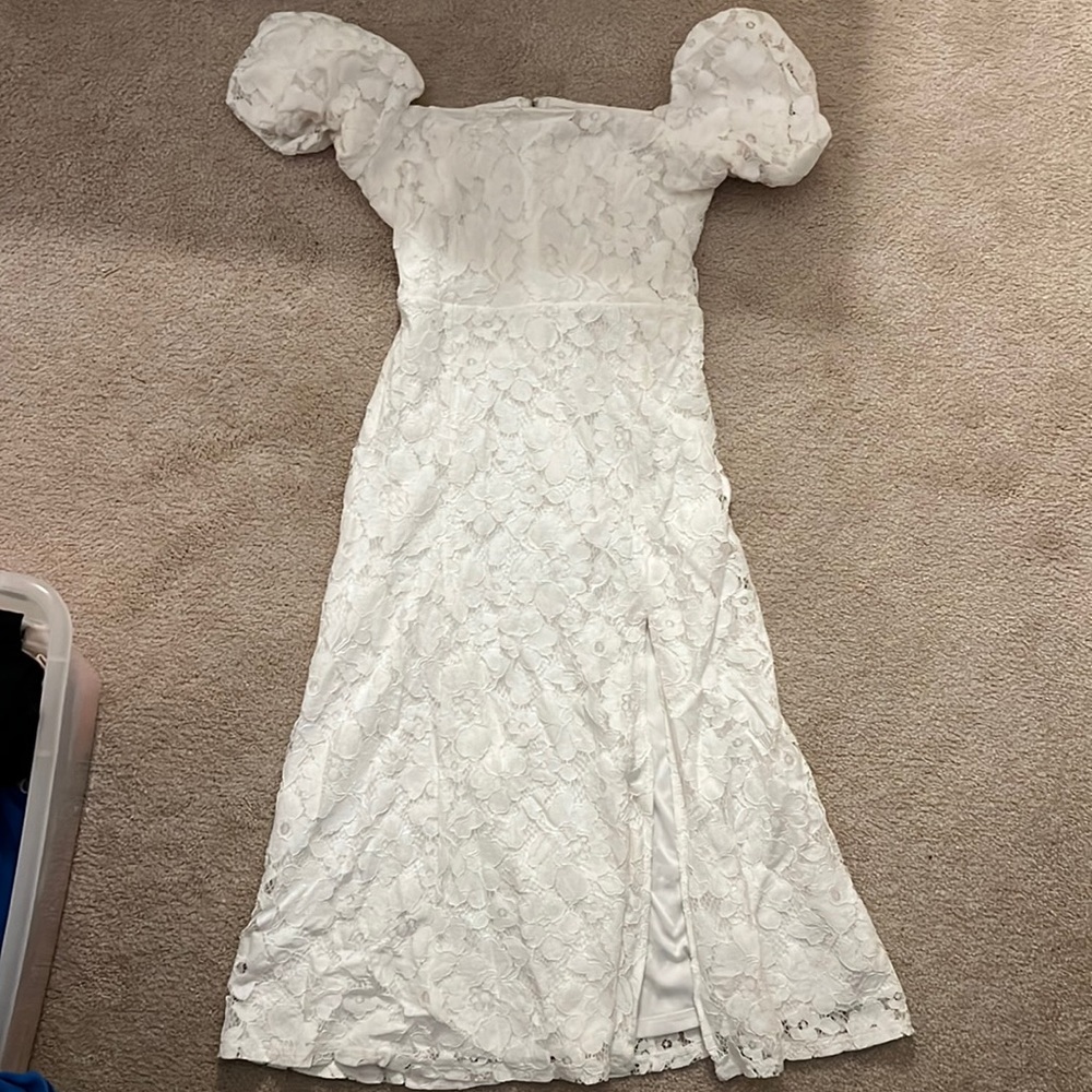 Francescas White Lace Slit Dress